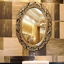 HFFFHA Specchio cosmetico per Il Bagno - Specchio retrò Europeo - Specchio ellittico - Specchio Decorativo - Specchio da Parete per Bagno - Cornice PU