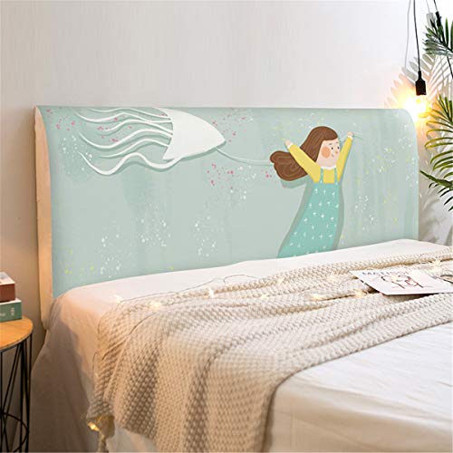 Fansu Copertura Testiera Letto Singolo/Matrimoniale, Stampa Elastica Antipolvere All-inclusive Copertura per testiera per Letto, Decorazione per Camera da Letto (Primavera,150cm)