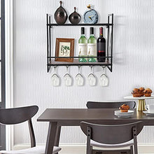 Portabottiglie Scaffale galleggiante Scaffale per vino Espositori per vino galleggianti a parete con mensola in legno a 2 livelli per la decorazione della cucina del soggiorno per Bar di casa