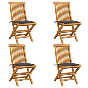 FAMIROSA Sedie da Giardino con Cuscini Antracite 4 pz Massello di Teak-2568