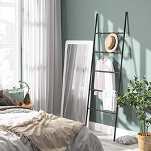 HOOBRO Scala Portasciugamani, Appendiabiti, Portasciugamano Bagno, Scala Decorativa, con 5 movibili Ganci, 58 x 177cm, Stabile, Salvaspazio, Metallo, Facile da Montare, Nero EBK62CJ01