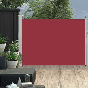 Tidyard Tenda Laterale Retrattile per Patio 100x500 cm Rosso, Tenda Paravento per Esterno, Protezione da Sole da Giardino 100 x 0-500 cm