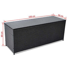 Rattan im Trend - Scatola portaoggetti da Giardino, in polirattan, con Rivestimento in Tela da 180 g/m2, Dimensioni: 150 x 50 x 60 cm, Colore: Nero