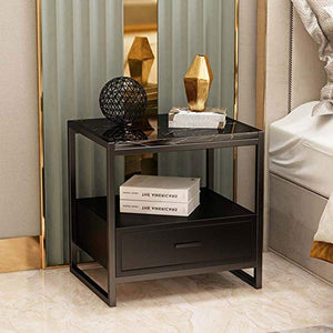 Comodino Scaffale Armadio Contenitore Camera da Letto in Marmo Dorato con cassetti e armadietti Aperti Cassettiera Camere da Letto Camera