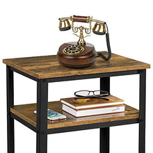 Yaheetech Tavolino da Caffè Vintage Stile Industriale Tavolino Lato a 3 Ripiani Comodino Porta Telefono in Legno e Metallo Tavolino d’Appoggio per Salotto Ingresso Ufficio 45 x 35 x 74,5 cm