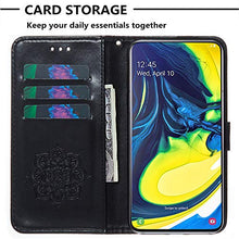 GIMTON Cover Galaxy A80, Antiurto Custodia in PU Pelle con Slot Carte e Cinturino da Polso per Samsung Galaxy A80, Magnetico Cover di Portafoglio, Nero