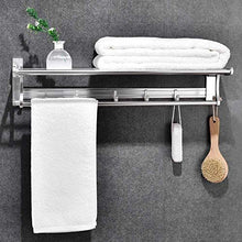 AINIYF Bagno Bagno Doccia Mensola Organizzatore Parete Punch Libero portasciugamani igienici Alluminio dello Spazio Pieghevole Hook up Argentato