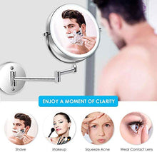 WZDD Specchio da Trucco da Parete, Specchio Cosmetico con Luce LED E Ingrandimento 5X, Girevole a 360° Doppio Faccia Specchio da Parete Rotondo