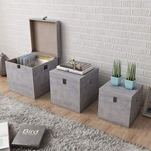 XINGLIEU Baule portaoggetti Cemento Grigio, Baule di archiviazione di MDF, Tavolo supplementare, Grande: 35 x 35 x 35 cm