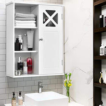 COSTWAY Armadietto da Parete, Mobiletto da Bagno a Muro con Ripiano Regolabile, Bianco, 61 x 48 x 17,5 cm