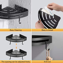 Ibergrif M34033B - Mensola Doccia con 2 Ganci, Angolo Organizer per il Bagno, Cestello Portaoggetti, 3M Senza Trapani, Spazio in Alluminio, 2 Confezioni