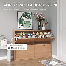 HOMCOM Scarpiera Salvaspazio Capacità 24 Ingresso e Camera da Letto Legno 120x24x81cm