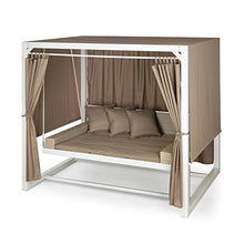 blumfeldt Eremitage - Dondolo Hollywood, Tetto Parasole con Tenda, 236x180x210 cm, Imbottitura Spessa 5 cm, 3 Cuscini, Acciaio Massiccio, Bianco/Talpa