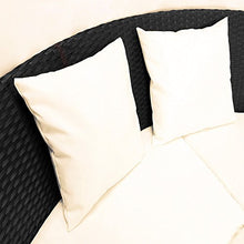 Casaria Isola prendisole XXL in polyrattan Ø 226cm Tettucio parasole pieghevole Imbottiture spesse 7cm + 3 Cuscini Lettino prendisole Mobili da giardino ovale nero