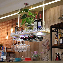 Rosso Semplice e Creativo Portabottiglie Bar Cornice in Vetro per Vino Appeso Coppa Retrò Cornice in Vetro per Vino Rosso Sulla Testa Appendiabiti per Vino con Luci Supporto a Parete, 80 * 28 * 12 cm