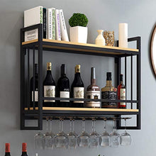 Rack di Vino di Ferro | Supporto per Bicchiere di Vino in Metallo sospeso | Mensola del Vino con Supporto di Vetro | portabottiglie di Vino Parete | Supporto per Appendere Bicchieri da Vino, Nero