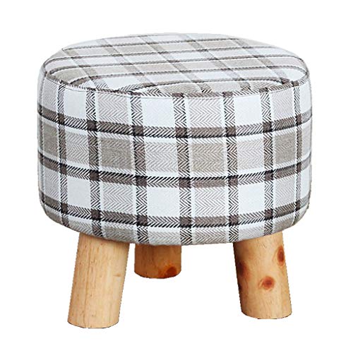 Mobili per la casa e Giardino Sgabello Imbottito in Legno massello/Pouf da Sgabello Ottoman/Sgabello da tappezzata Lungo in Pelle con 4 Gambe in Legno e Rivestimento sfoderabile in lino-31x29,5 cm