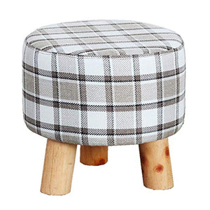 Mobili per la casa e Giardino Sgabello Imbottito in Legno massello/Pouf da Sgabello Ottoman/Sgabello da tappezzata Lungo in Pelle con 4 Gambe in Legno e Rivestimento sfoderabile in lino-31x29,5 cm