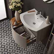 Kiamami Valentina Mobile Bagno SOSPESO Linea Curva CM 62 Cappuccino Lucido Specchio Tondo | Riva