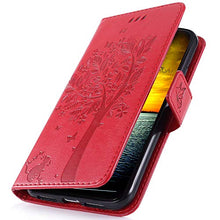 Robinsoni Custodia Compatibile con Xiaomi Play Cover Folio a Fogli Mobili Cover Libro Pelle PU Case Taccuino Cover Portafoglio Custodia Libretto Retro Flip Caso Gatta in Rilievo Cover,Rossa