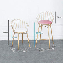 YS Sedia Moderna in Ferro con Schienale per Casa/Ufficio, Sgabello da Bancone da Cucina Ergonomico per la Colazione,Bianca,65 cm