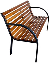 PiuShopping Panchina da Esterno, Balcone e Giardino, in Legno e Acciaio, Design Elegante e Moderno, 12 Doghe – 122x65x79h