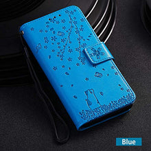 Robinsoni Cover Compatibile con Samsung Galaxy J3 2016 Case Scintillare Glitters Lucido PortaLibro Custodia Retro 3D Ciliegia & Gatto Stampato Pelle PU Libretto Cover Flip Farfalla Caso, Blu