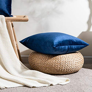 Topfinel Federe Cuscini Natalizie in Velluto per Divano Copricuscini Decorativi Quadrate per Casa Camera da Letto Salotto Federa per Cuscino 2pezzi 40x40cm Blu Marino