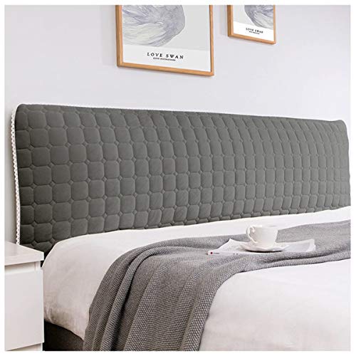 HDGZ Imbottita Elastica Copertura per Testiera per Letto Elastica Copritestata Letto Copertura Antipolvere Lavabile per Matrimoniale Singolo (Color : Dark Gray, Size : 1.9m)