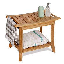 Sgabello per Doccia Panca per Doccia in bambù Sgabello in Legno a 2 Piani per riporre Il Bagno con TWel Rack Organizer per Il Bagno Sgabello per Uso Interno ed Esterno, 613045 cm