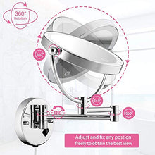 MRJ Specchio Trucco con Ingrandimento 5X/1X Specchio Parete LED Specchio Estensibile da Bagno Rotazione a 360° Ideale per Bagno Hotel Spa, EU Plug