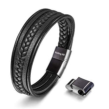 Notting Hill Bracciale Uomo Bracciale in Pelle Intrecciata Braccialetti in Polsino da Polso Personalizzati Bracciali con Chiusura Magnetica Regali Uomo di Compleanno Regali di Natale