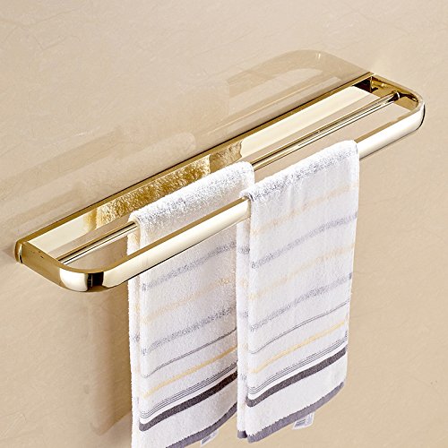 MBYW Portasciugamani Moderno Portasciugamani Elegante per Il Portasciugamani Europeo Portasciugamani Mensola in Rame Bagno Oro Antico Set di Accessori per Bagno (04F1), Doppio portasciugamani, 60 cm