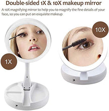 HMMN Specchio a LED Portatile Pieghevole, Specchio Trucco Illuminato LED a Due Lati Illuminato Specchio cosmetico Illuminato con Luce dimmerabile