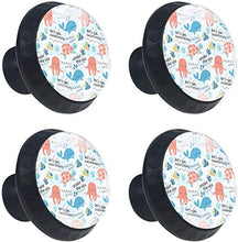 Doodle colorato polpo pesce delfino Pomelli per Porta Set di 4 Pomelli per Mobili Manopole per Cassetti Cucina Armadio Vetro