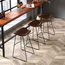 LLT Pratico sgabello (Set di 3) Alta Sgabelli metallo Sgabello Brown Cuscini seduta in pelle | Pub Pianale da cucina pranzo Sgabelli Sedie | Home Cafe colazione Sgabello con schienale e poggiapiedi,6