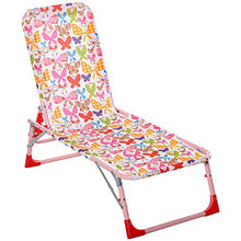 Outsunny Sedia Sdraio per Bambini Pieghevole in Metallo e Poliestere, Schienale Reclinabile Fino 180°, 118x40x24cm Rosa