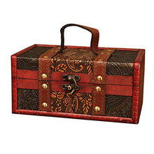 HO-TBO Valigia Decorativo Arredamento in Legno Cassa con Cinghie Bagagli Treasure Box Stash Annata Antica di Stile for Keepsake Giocattoli Foto Memorie Armadio Decorazione Camera Visualizza Crafts