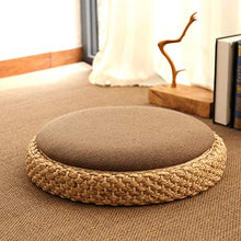 LTINN Rotondo Cuscino da Pavimento Tatami Tappetino A Mano Cuscino del Sedile Pouf Traspirabilità per Meditazione Yoga Cerimonia del tè-a, Cuscini ecologici, Soggiorno Balcone Giardino
