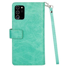 Artfeel Cover per Samsung Galaxy A71,Flip Portafoglio Custodia Verde Menta con 9 Slot per Schede,Premium Pelle Magnetico Supporto Stand Copertura con Cerniera Tasca e Cinturino Caso