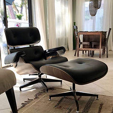 SOHOH Chaise Longue con Ottomana, Chaise Longue Classica Reclinabile Mid Century in Vera Pelle con Base di Supporto Resistente per Soggiorno