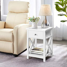 Yaheetech Comodino Camera da Letto con Cassetto Tavolino d'Appoggio Bianco Tavolino Lato Divano Mobiletto da Notte Salvaspazio da Salotto Soggiorno 40 x 30 x 55 cm