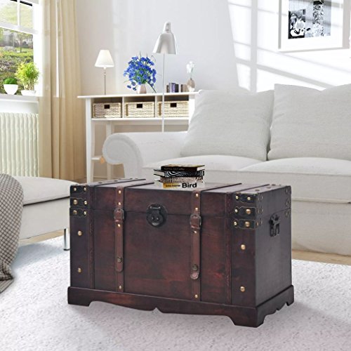 XINGLIEU Baule portaoggetti Marrone, Baule portaoggetti in Legno + truciolato, Tavolo supplementare, 66 x 38 x 40 cm