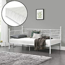 [en.casa] Divano Letto Metallo con Materasso 200 x 100 cm Sofa Singolo Design Incluso Rete a Doghe Bianco