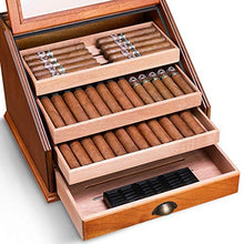 Armadio per Sigari Scatola per Sigari in Legno Massello per Sigari Humidor Melanzane Set per Fumatori Portasigarette Morbido Legno di Cedro Stoccaggio Multi-Zona Grande capacità di 100