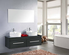 Simba Srl Mobile Bagno CARDELLINO arredo Bagno arredobagno 150 cm Nero Laccato Mobile + lavandini + Specchio + 2 miscelatori Completo Moderno Il Piu Venduto