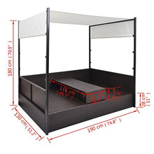 Tidyard Lettino da Giardino Tettuccio Marrone 190x130 cm in Polyrattan, Sedie a Sdraio da Giardino, Lettino da Esterno, Lettino Prendisole