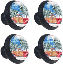 Auto d'epoca di Natale ad acquerello Pomelli per Porta Set di 4 Pomelli per Mobili Manopole per Cassetti Cucina Armadio Vetro