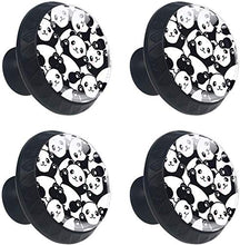 Panda cinese carino Baby Pattern Pomelli per Porta Set di 4 Pomelli per Mobili Manopole per Cassetti Cucina Armadio Vetro