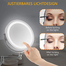 Specchio da trucco illuminato, montaggio a parete, ingrandimento 10x, specchio cosmetico e USB ricaricabile, touch screen a doppio lato, dimmerabile, illuminazione a LED, fissaggio senza fori